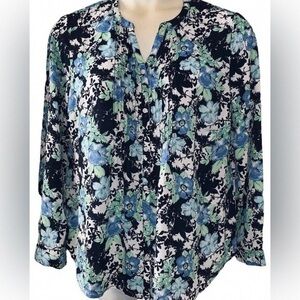 Floral Blue and Green Women's Top